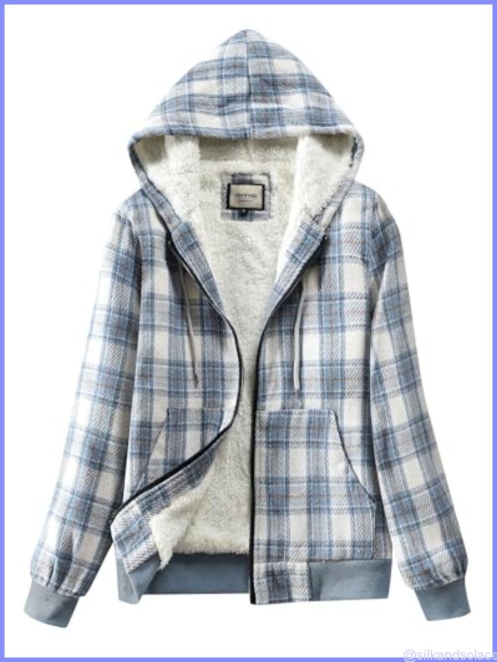 Women's Sherpa Lined Plaid Zip Flannel Hooded Jacket Casual